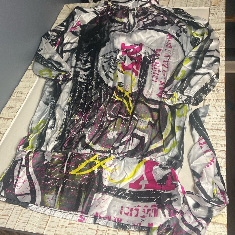 Gabrielle Union Colorful Graffiti Print Mini Long Dress XL ladies
